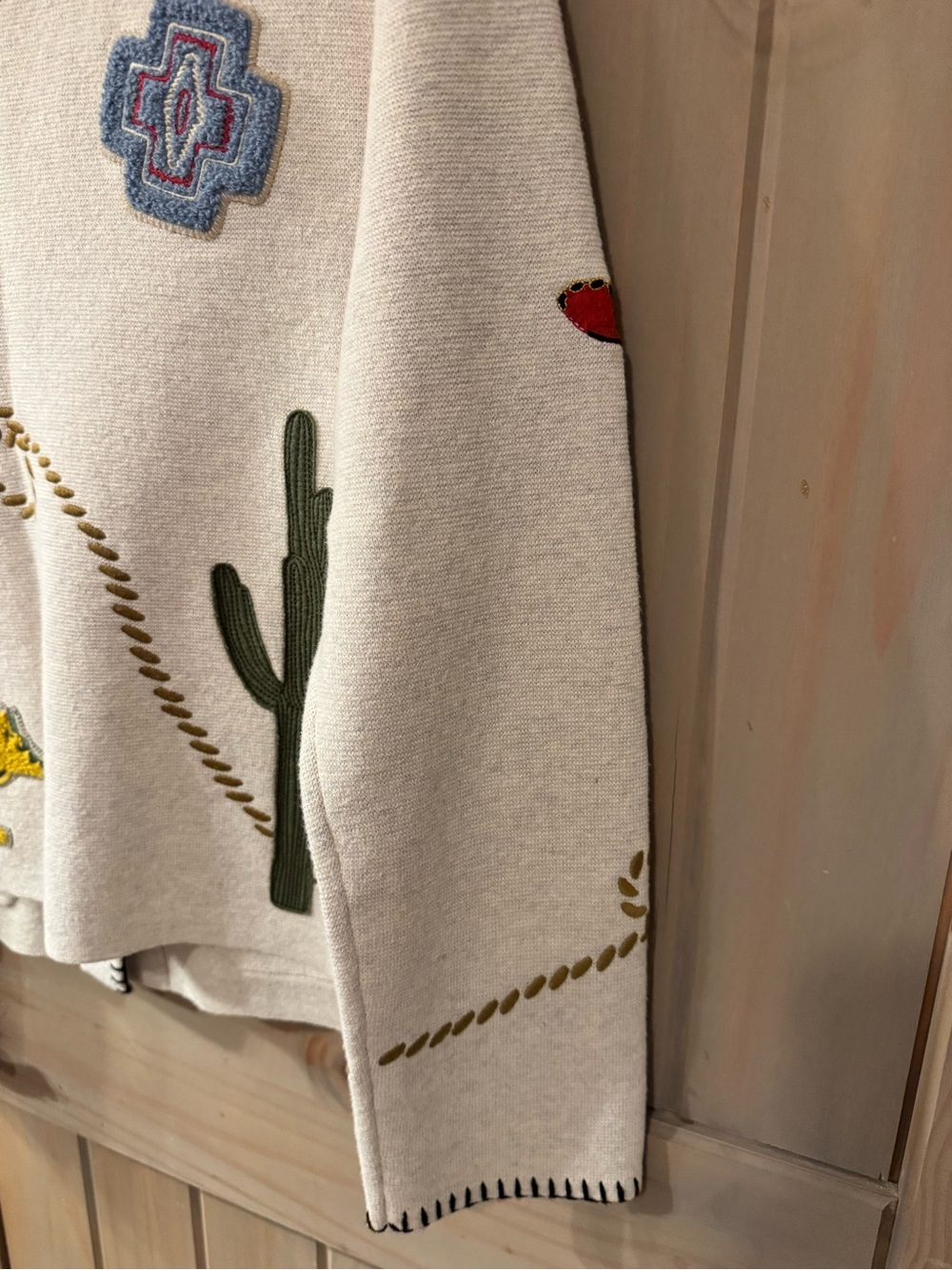 Pendleton Cream Embroidered Western Wool Sweater - Picture 13 of 16